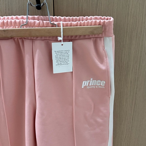 NWT Sporty and Rich x Prince Pink Track Pants Medium - Picture 2 of 5